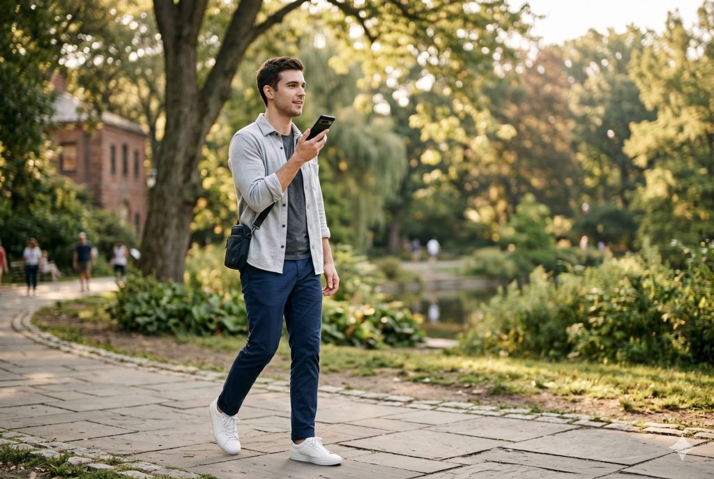 Digital detox using voice notes app to capture ideas hands-free